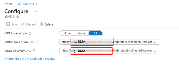 DMA configuration in Azure AD.