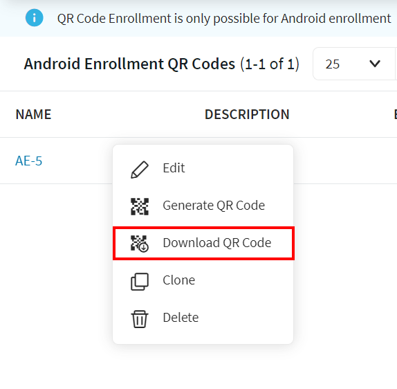 Download QR Code option