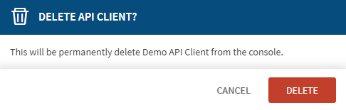 Confirm API client deletion