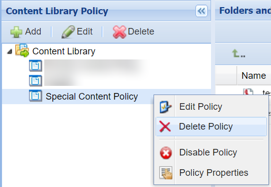 Delete Policy option