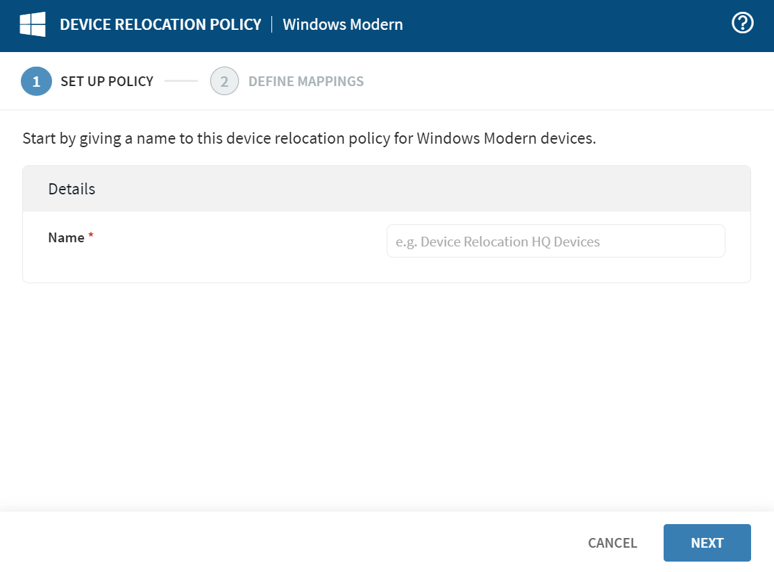 Windows Desktop Modern Set Up Policy form