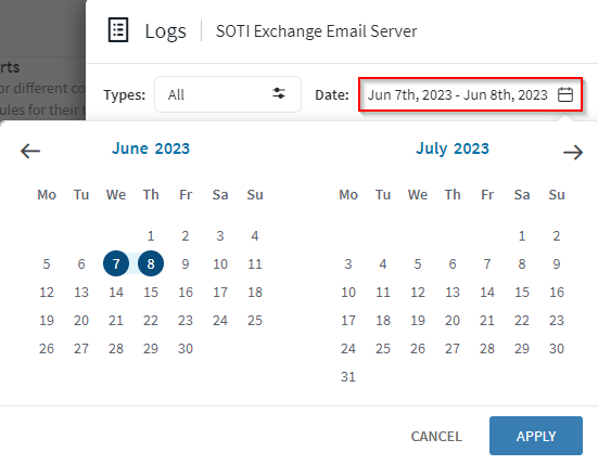 Exchange email logs search date