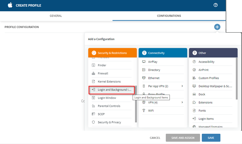 Add login and background config