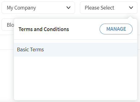 Terms and conditions selection