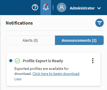 Notification: Announcements: Profile Export is Ready