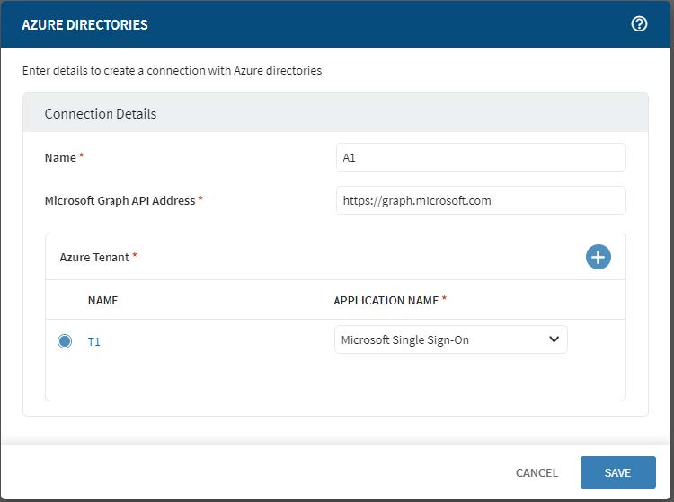 Azure Directories Single Sign-on screen