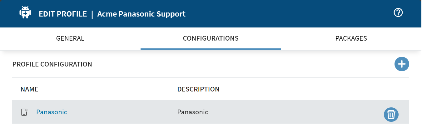 Edit Profile dialog for Panasonic.