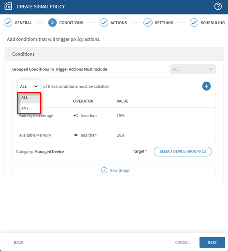 Selecting a criteria to evaluate multiple conditions.