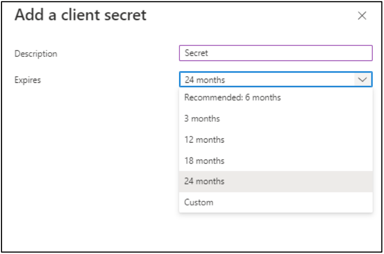 Add a Client Secret panel