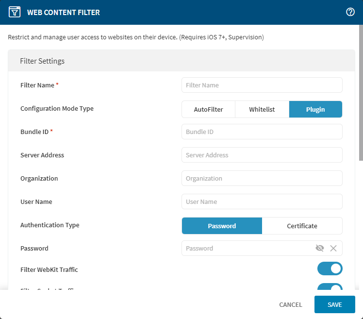 Plugin configuration mode selection