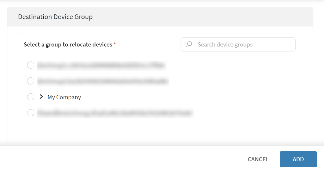 Destination Device Group window