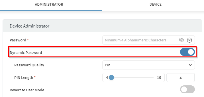 Dynamic admin password