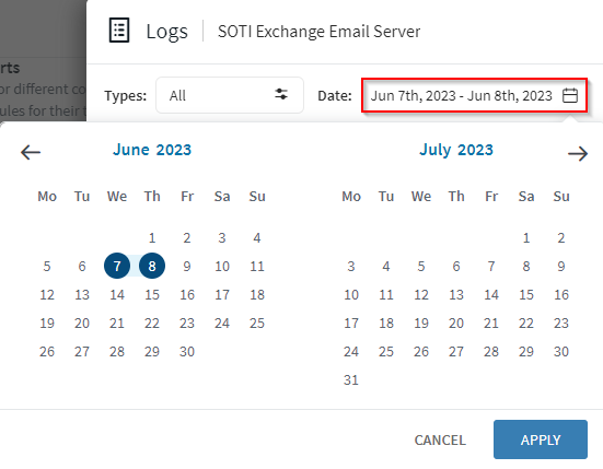 Deployment logs search date