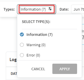 Management logs search type