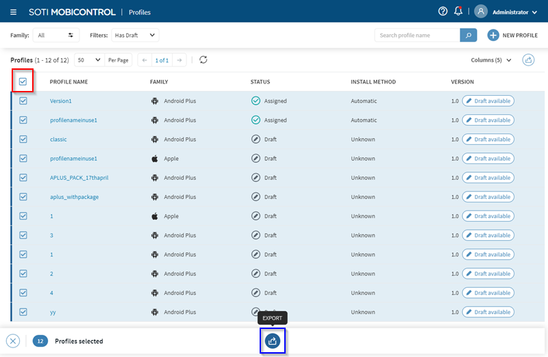 Export Profile