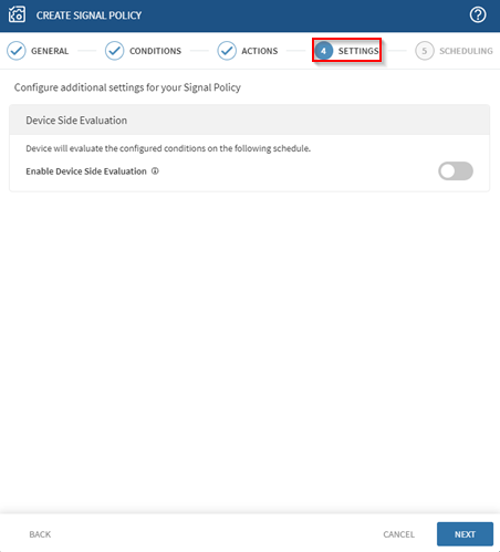 Signal Policy Settings Tab