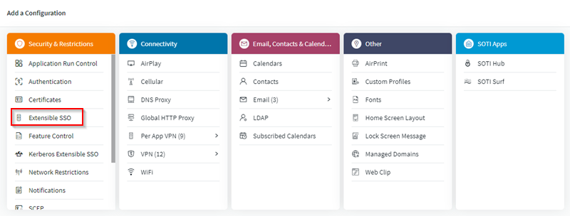 Selecting the Extensible SSO payload