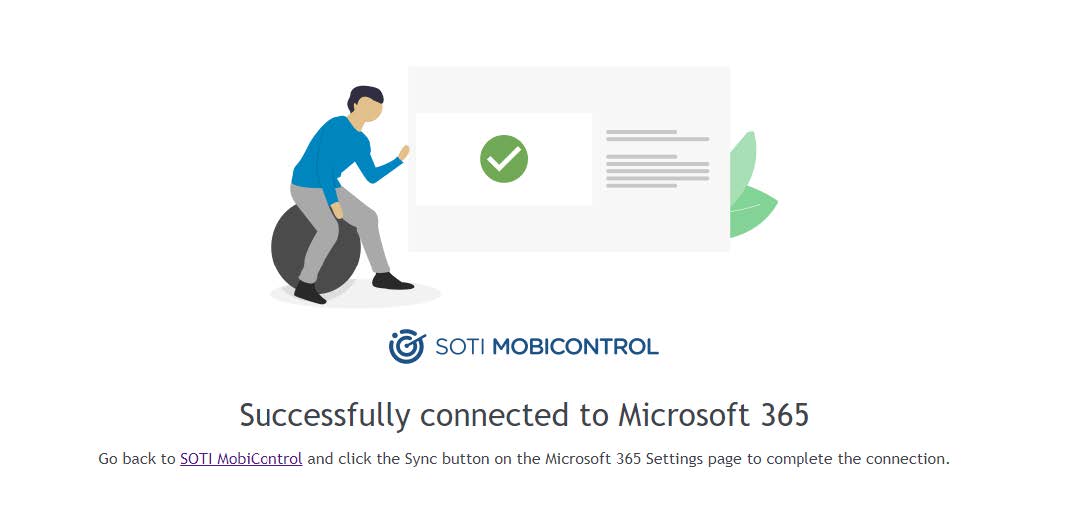 Successfully Connected to SOTI MobiControl confirmation message