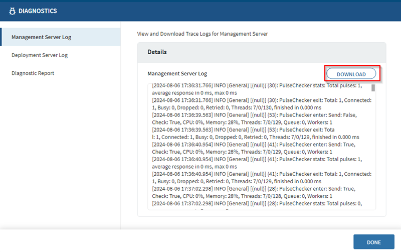 Downloading selected logs