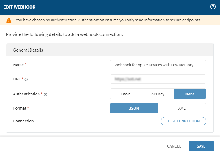 Webhooks edit information