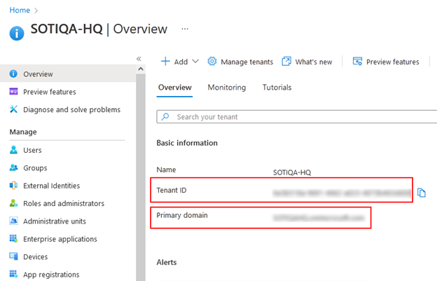 Overview screen in the Azure Portal