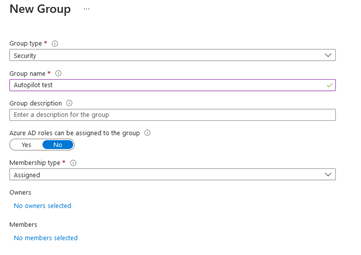 Endpoint New Group screen.