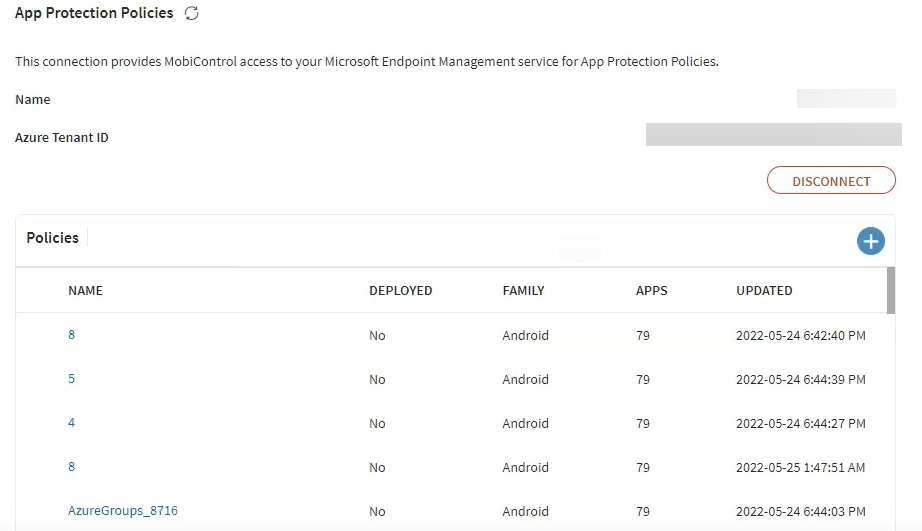 Microsoft 365 App Protection section within SOTI MobiControl Global Settings