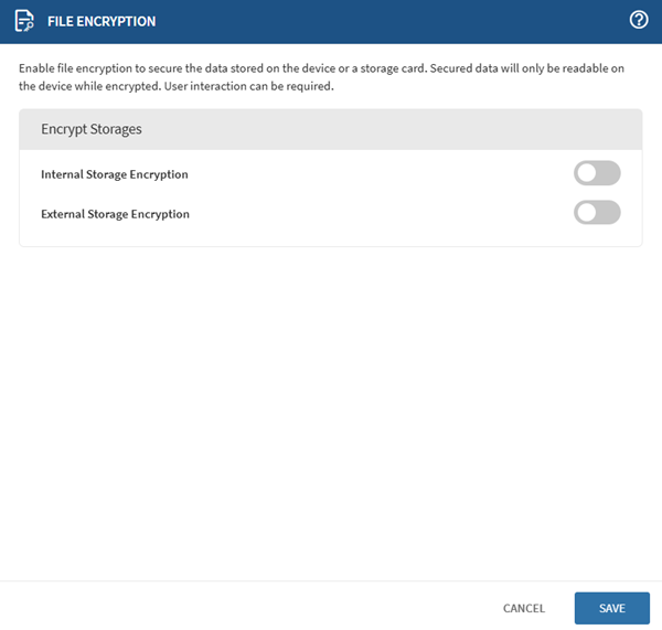 The Android Classic File Encrypt profile configuration.
