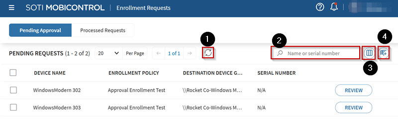 Enrollment Requests: Available Operations