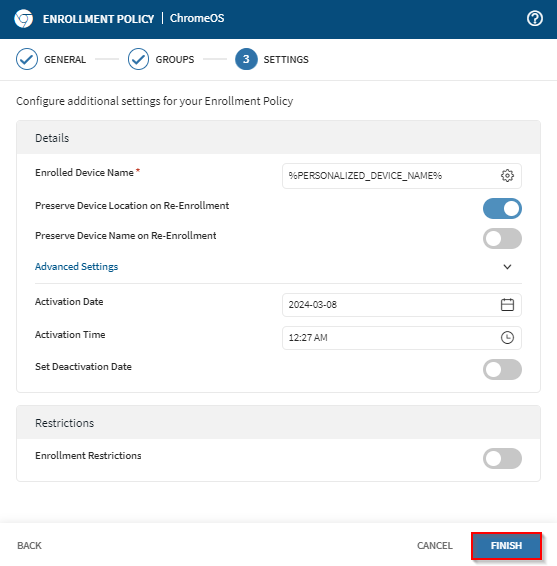 Configuring Settings