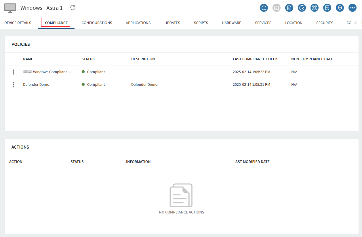 compliance tab details