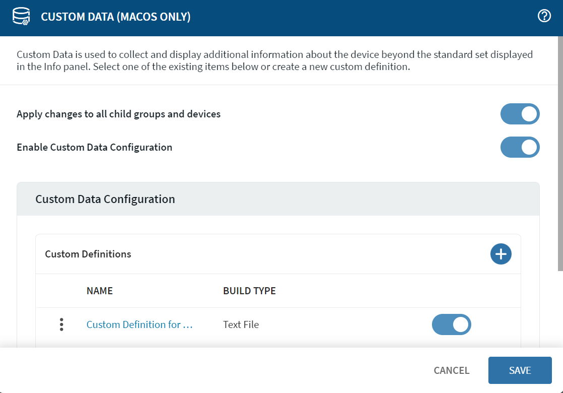 Custom Data Configuration