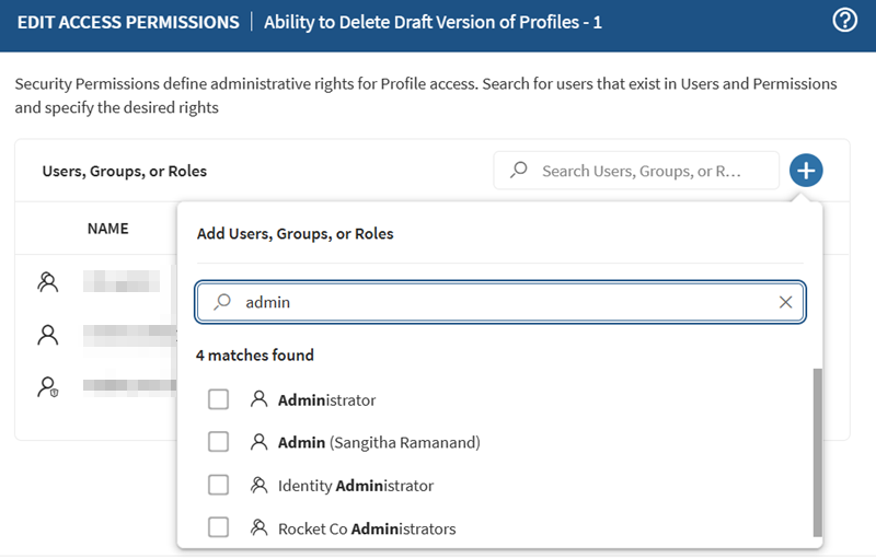 Edit access permissions for profiles