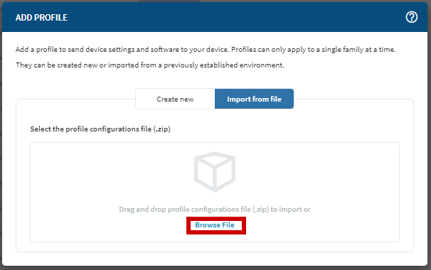 Import Profiles Drag or Browse