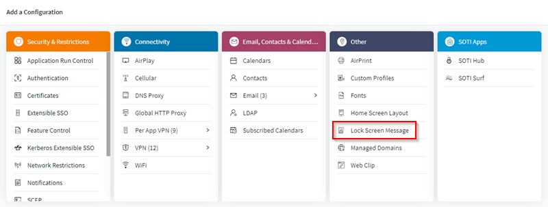 iOS lockscreen select