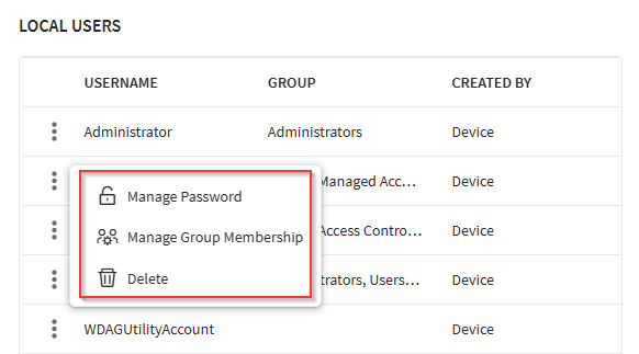 Local Users Management Actions