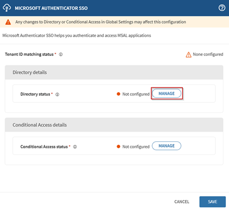 Managing your Microsoft SSO directory connection.