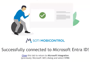 SOTI MobiControl's successful connection message.