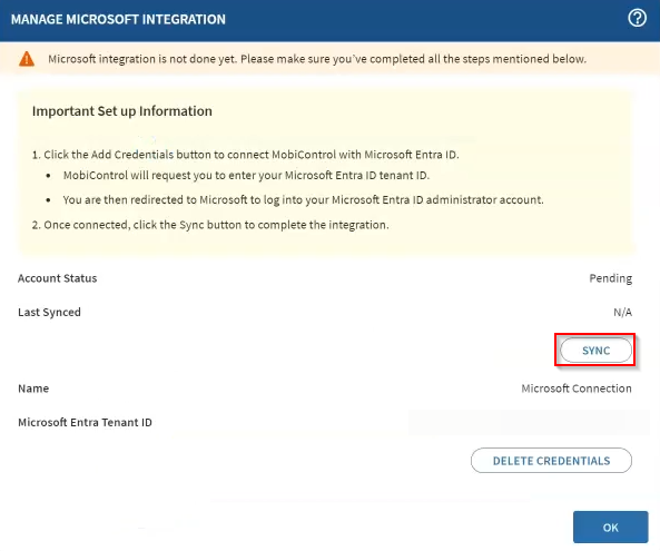 Syncing Microsoft with SOTI MobiControl
