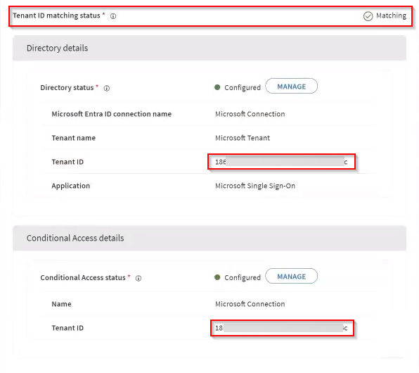 Verifying the Tenant ID matching status.