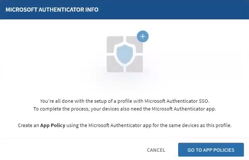 The Microsoft Authenticator prompt appears upon deploying the Microsoft SSO configuration.