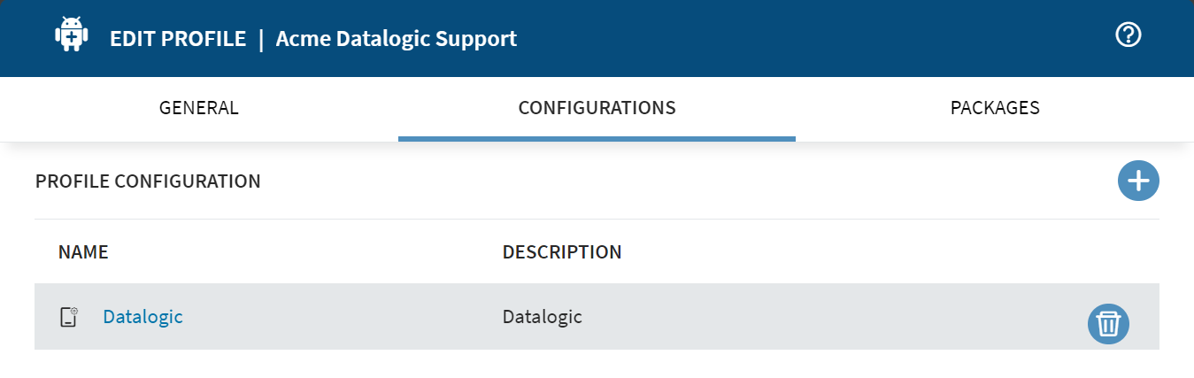 Edit Profile dialog for Datalogic.