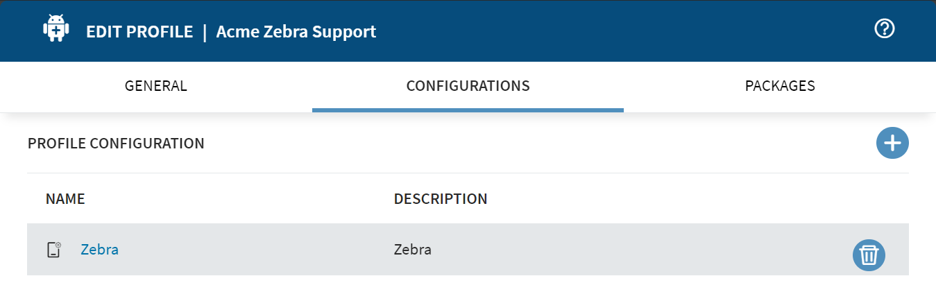 Edit Profile dialog for Zebra.