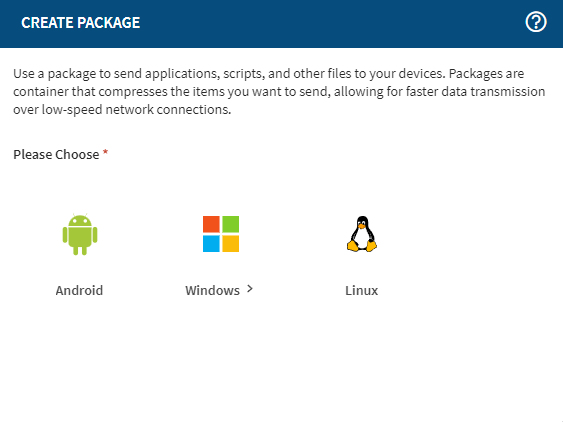 Selecting a platform for your package.