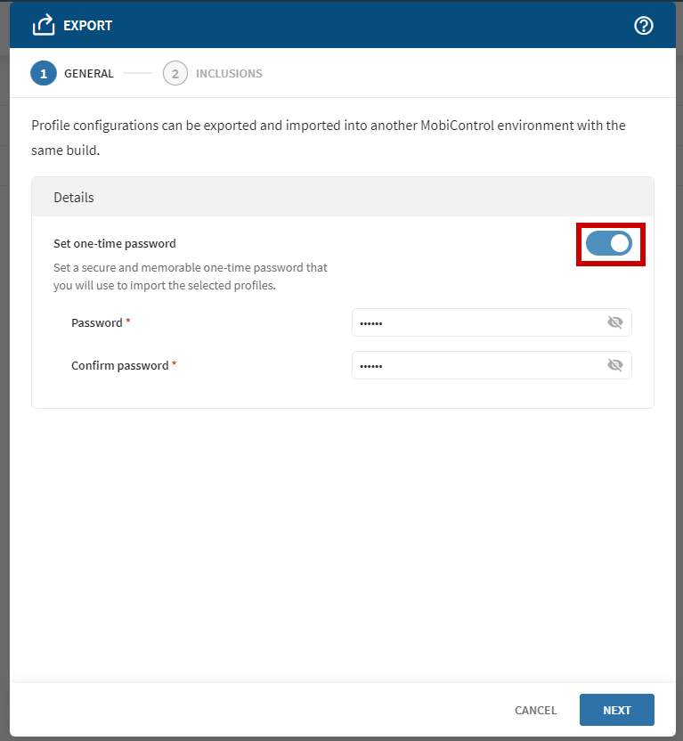 Export Profile