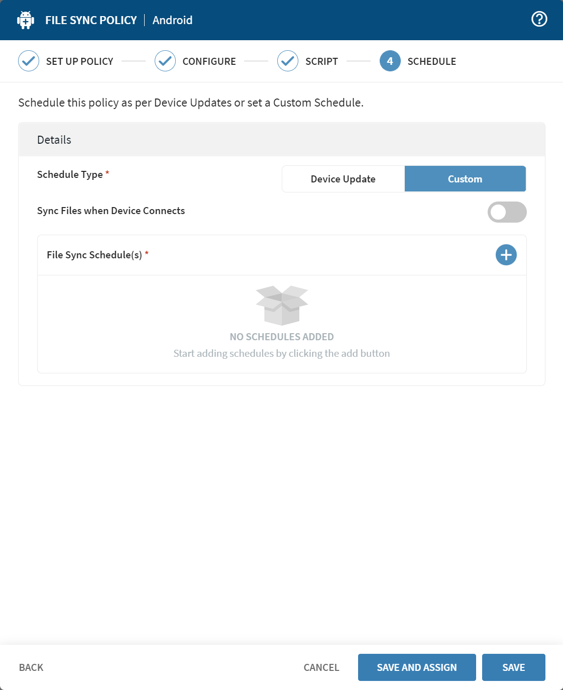 Android Schedule form