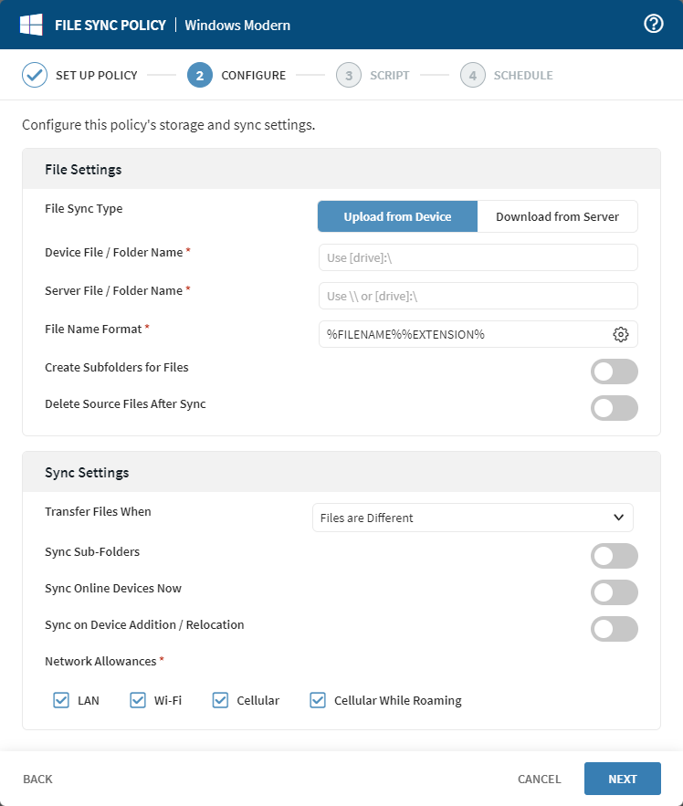Windows Desktop Modern Configure form