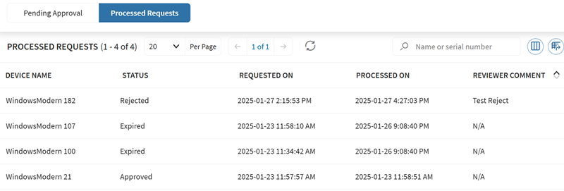 Enrollment Requests: Processed Requests