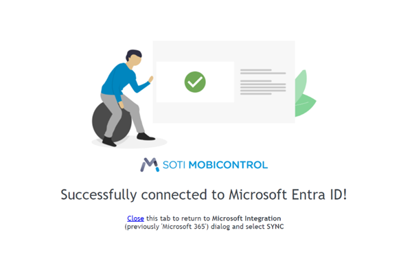 Successfully Connected to SOTI MobiControl confirmation message