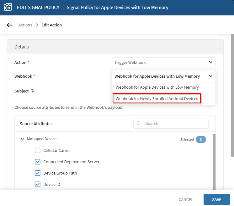 Webhooks change signal to different webhook